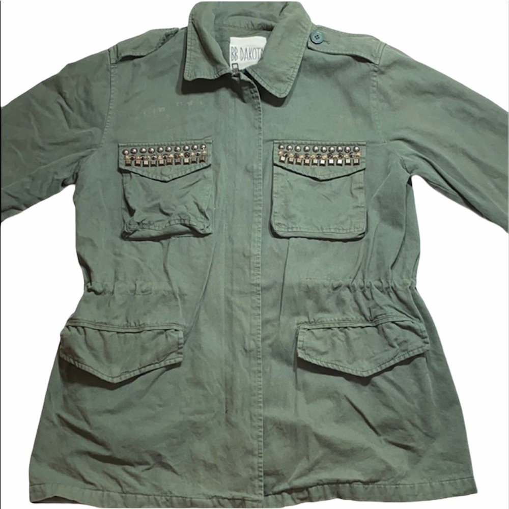 BB Dakota Tawny Studded Green Utility Jacket med